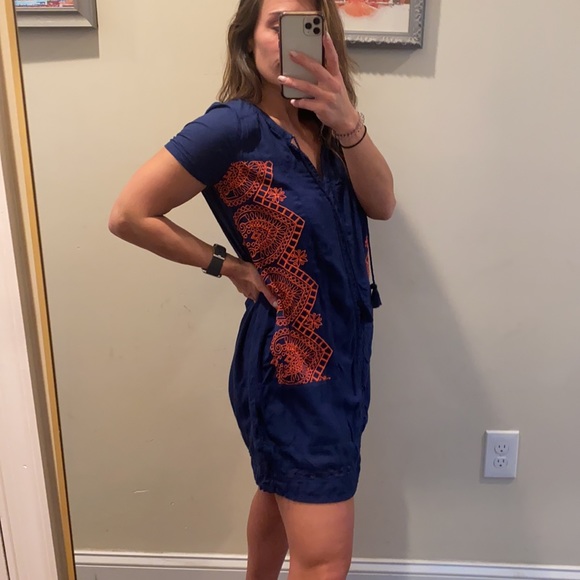 Lucky Brand Embroidered Short Sleeve Shirt Dress - Picture 2 of 12